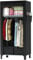 LOEFME Stoffkleiderschrank 161x59x45 cm – Faltbarer Kleiderschrank mit 2 Aufbewahrungsboxen & Seitentaschen, Stabiler & Tragbarer Stoffschrank für Schlafzimmer, Wohnung & Wohnheim, Schwarz