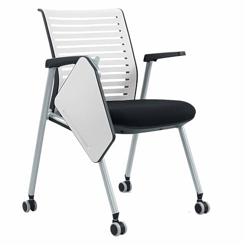 GHBXJX Bürostühle mit Rollen, Bürosessel Klappstuhl Gepolstert, Schreibtischstuhl mit Armlehne und Tischplatte, Bürostuhl 150 kg Belastbarkeit, Konferenzstuhl, Besucherstuhl, Weiß