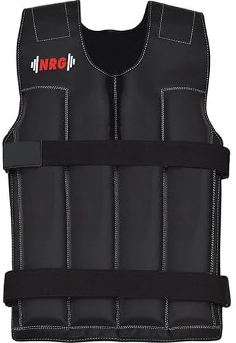 NRG Fitness Gewichtsweste Verstellbar von 2-18 kg - Trainingsweste Crosstraining - Gewichtsweste Laufen - Gewichtsweste 8 Gewichten - Weighted Vest Damen & Herren - Herausnehmbaren Gewichten - Schwarz