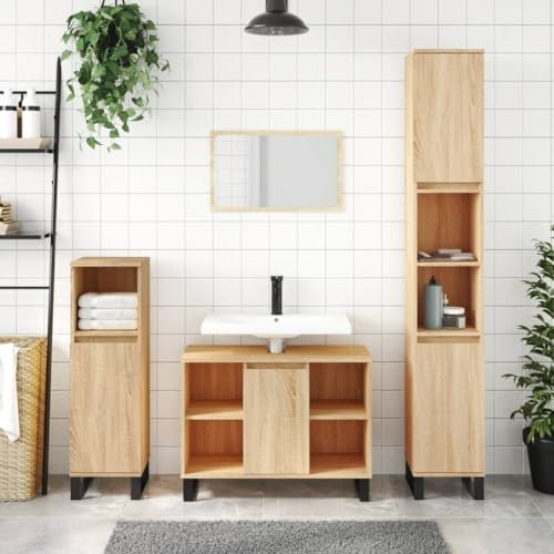 ZEYUAN Mueble de baño Madera de ingeniería Roble Sonoma 80x33x60 cm, Muebles para Baño, Muebles para Lavabo, Armario Baño, Baños Muebles Completo, Conjunto Baño Lavabo - 831639