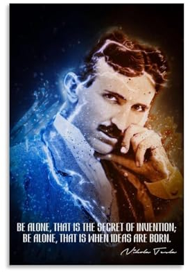 HEARSO Wandposter mit Nikola Tesla, Geschenk für Freunde, Schlafzimmer, Wohnzimmer, Dekoration, modernes ästhetisches Poster, dekorative Malerei, Leinwand, Wandposter und Kunstdruck, moderne