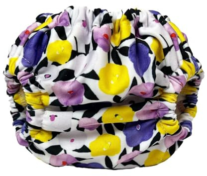 Smart Bottoms Wiederverwendbare Schwimmwindel - Nachhaltig, Verstellbar, Weiche Bündchen, Seitenknöpfe - Passend für Babysvon 3,5 bis 22 kg (Violets, S (3,5-7kg))