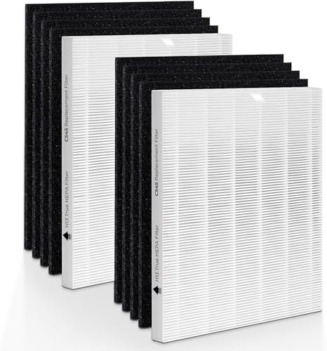 Aneedmore C545 Replacement Filter for Winix S Air Purifier. 2 True HEPA(H13) Filter + 8 Activated Carbon Filters，Part No. 1712-0096-00 and 2522-0058-00 (10)
