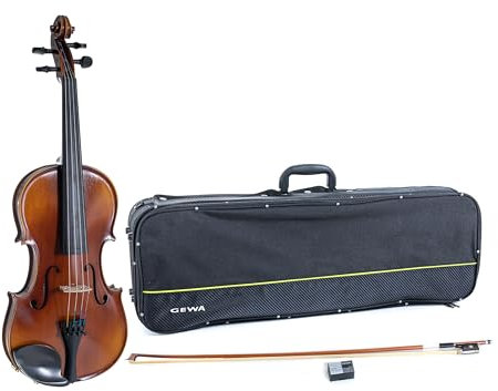 GEWA Violingarnitur Allegro VL 1 – 4/4 spielfertig, massiver europäischer Ahorn und europäische Fichte, handlackiert, Massaranduba Bogen, Larsen Aurora Saiten, Violinkoffer