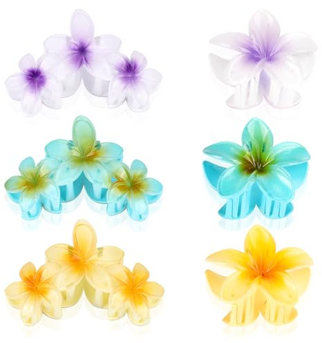 MWOOT 6 Piezas Pinzas Cabello Flores, Pinzas Garra Hawaianas Verano para Mujeres, Accesorios para Cabello Flores