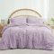 Freyamy Seersucker Housse de Couette 220x240cm+2 Taie d'oreiller 65x65cm Gaufré Rayé Structuré Violet Parure de lit 2 Personnes Adulte Sets de Housse Couette en 100% Microfibre avec Fermeture Éclair