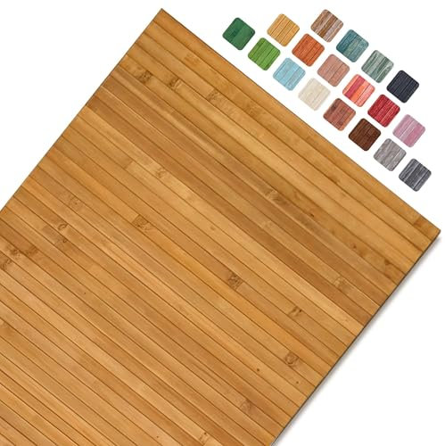 CosìCasa Bambusteppich für die Küche mit Rutschfester Unterseite | Badematte Holz Pflegeleicht | Bambus Bambusmatte Bad | Küchenläufer rutschfest Bambus | Natürlicher Sand 60X100
