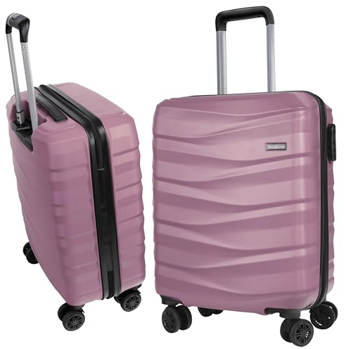 HANSEKOFFER Hartschalenkoffer mittelgroß · Koffer L · Reisekoffer mit Rollen · Trolley mit Teleskopgriff · Leicht · Rollkoffer mit Zahlenschloss · Altrosa