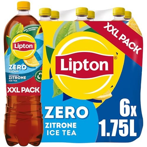 LIPTON ICE TEA Zero Lemon, Zuckerfreier Eistee mit Zitronen Geschmack, EINWEG (6 x 1.75 l)