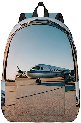 RoMuka Mochila de lona ligera casual para laptop, mochila portátil, bolsa de senderismo, mochila grande, Avión, S