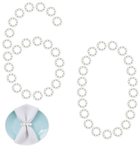 Perle Serviettenringe, 60pc Serviettenringe Schnallen Serviette Ringe gestreckt Strass Serviettenring Halter, Serviettenschnallen Tischdekoration für Abendessen Hochzeit Bankett Party