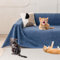 Loiion Sofaschutz Katze, Sofabezug 2 Sitzer Couch Schutz Katze, rutschfeste Couch Überwurf, Sofabezug Wasserdicht, Schonbezug Sofa für Haustier Kinder Katzen Hunde, Marineblau, 300x180cm