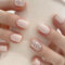 24 Stück Press on Nails Kurz, Weiß künstliche Nägel zum aufkleben - Fake Nails mit Nail Glue - Short Square Nägel zum Aufkleben für Frauen & Mädchen (White & Shimmer)