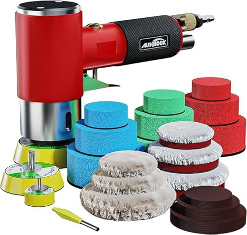 Autolock 2024 Upgraded Mini Smerigliatrice pneumatica, 1/2/3 pollici, smerigliatrice orbitale mini pneumatica da 16.000 giri/min per lavori di carrozzeria con grana 18 (rosso)