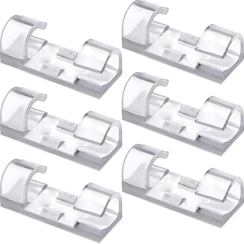 Electraline 71697 Set di 15 Clip Fermacavi Trasparenti con Adesivo, Organizer Scrivania per cavi Multifunzione, Gestione per cavo di alimentazione, cavo di ricarica USB, cavo audio etc