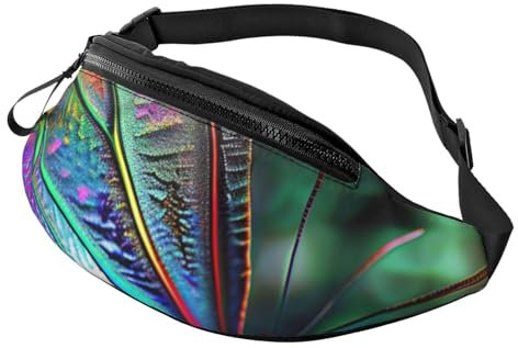 Gürteltasche mit Regenbogen-Schmetterling-Motiv, für Damen und Herren, Crossbody-Bauchtasche mit verstellbarem Riemen für Wandern, Laufen, Reisen, Radfahren, Schwarz , Einheitsgröße, Wanderrucksack