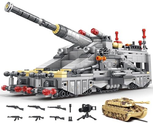 DrmBeyd Technik Militär Dora Panzer Bausteine, WW2 Armee Panzer Spielzeug Bausteine, Geschenk für Militärbegeisterte und Jungen, Kompatibel mit L***, 853 Teile Dora Panzer Modell Set