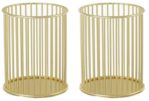 TianChgWei 2Pcs Modern Metal Pen Holder Multipurpose Metal Art Pen Holder Hollow Pen Bucket Crayon Holder Candle Holder Set for Home Office Desk