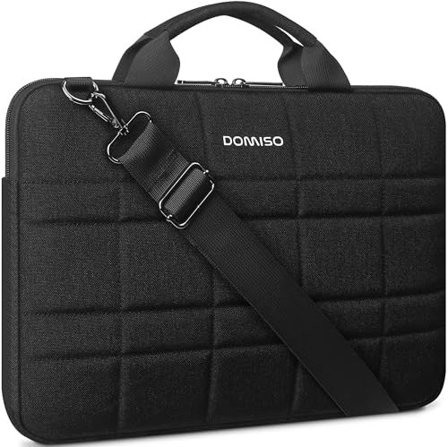 DOMISO 17 Pouces Housse pour Ordinateur Portable Anti-Choc Pochette Sac à Bandoulière pour 17-17.3 Laptop/Notebook/Dell/Acer/HP/MSI/ASUS, Noir