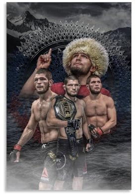 Zbwqlte Khabib Nurmagomedov Wandkunst-Poster, Wandkunst, Schlafzimmer, Drucke, Heimdekoration, hängendes Bild, Leinwandgemälde, 60 x 90 cm
