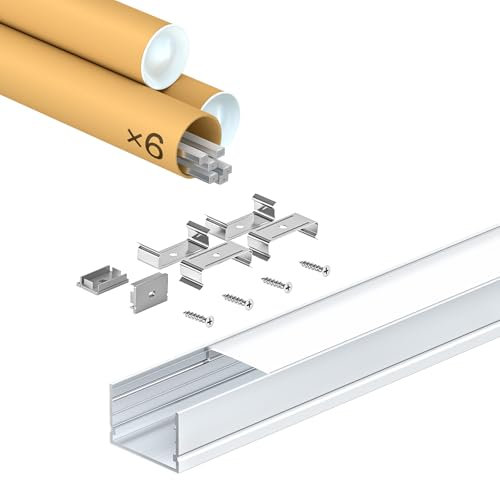 WILLLUX LED Profil 2 m x 10 Stück für Streifen, Aluminium Profil mit matter Abdeckung – Maße 2000 x 30 x 20 mm – geeignet für LED Streifen unter 25mm