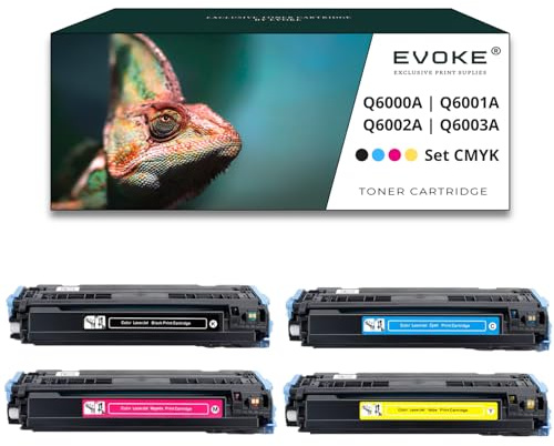 4 Druckerpatronen für HP Q6000 Q6001A Q6002A Q6003A CMYK + Chip, 2500 Seiten Schwarz + 2000 Seiten pro Farbe, kompatibel mit Color Laserjet 1600 2600 2605 CM1015 CM1017