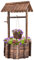 FANTASK Holz Wunschbrunnen mit Dach & hängendem Eimer, Blumenkübel Dekobrunnen Blumentopf aus Natürliche Kiefer, Garten Dekoration Outdoor 56x56x114cm, Natur