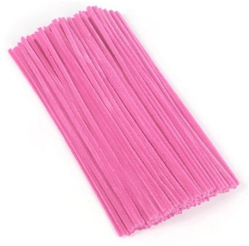 Pfeifenreiniger Rosa 100 Stück, Pfeifenreiniger zum Basteln 30 cm x 6 mm, Pfeiffenputzerdraht Chenilledraht, Pfeifenputzer Biegeplüsch Basteldraht für DIY Art Craft Projekte, Dekoration