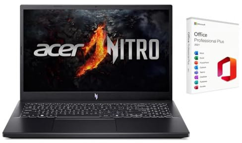 acer Nitro 15.6 FHD 144Hz Gaming Laptop|AMD Ryzen 5 7535HS(Beat i7 1255U)| NVIDIA GeForce RTX 4050 | Backlit |Copilot | 32GB RAM DDR5 | 1024GB SSD |Windows 11 Pro |Bundle with Microsoft Office 2021