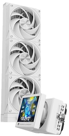 Thermalright Stream Vision 360 White-360mm AIO CPU Liquid Cooler,3.5’’Square LCD Display for Images,Magnetic Suction High-Performance Pump for 640x480 Resolution with Embedded Fan,for AM5/lga1851/1700