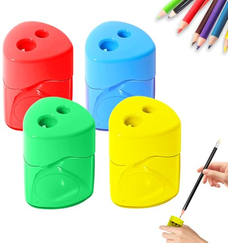 2025 Anspitzer mit Behälter Klein, Bleistiftspitzer Dosenspitzer Dicke und dünne Stifte für Schule Büro, 4 Farben (#B-4pcs)