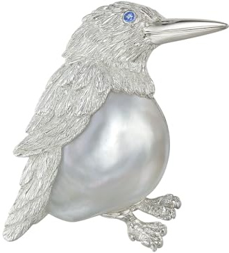 Handgefertigte 925er Silber Eisvogel Brosche & Anhänger mit Süßwasserperle – naturinspiriertes Design, Symbol für Freiheit & Schönheit, eleganter Unisex Schmuck