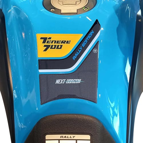 LABELBIKE 3D Aufkleber Motorrad Tankpad kompatibel mit Yamaha | Tenere 700 Rally 2025, Harzschutz, Kratzfest, Dekoration, Gelb Schwarz Carbon Hellblau