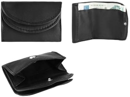 Excellanc Geldbörse für Unisex aus Leder in Blau, Geldbeutel mit Druckknopf in 5,2 x 7,8 x 2,4 cm
