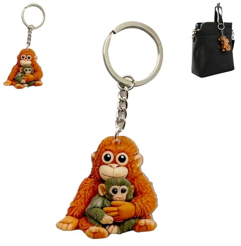 Kryilut Protect Punch The Monkey Keychain, 2D-Plüsch Punch Affe Schlüsselanhänger, Niedlicher Plüsch Affe Schlüsselanhänger für Rucksack, Handtasche, Autoschlüssel (Style-A)