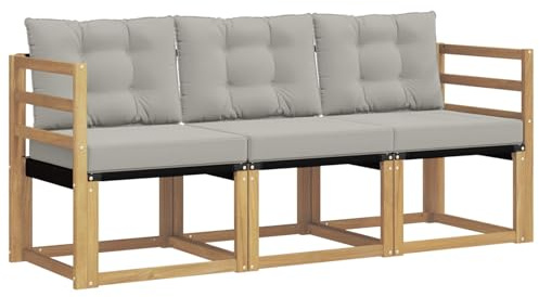 vidaXL Outdoor-Sofagarnitur mit Kissen 3 pcs Weiß und Hellgrau, Gartenmöbel, strapazierfähiges Outdoor-Sofa, Loungeset für die Terrasse, Komfort beim Sitzen