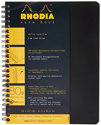 Rhodia 193469C Notizbuch (liniert, ideal für Ihre Notizen, DIN A5, 14,8 x 21 cm, 80 Blatt) 1 Stück schwarz
