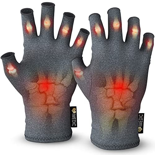 iMedic Arthritis Gloves for Men & Women - Class 1 Medical Device - MHRA Registered – Large Fingerless Compression Gloves for Everyday Use – Relieve Arthritis Pain & Improve Mobility - Grey