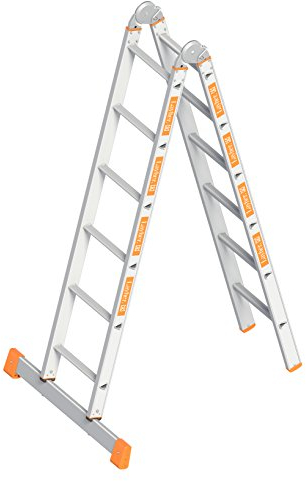 Layher 1056012 Klappleiter Topic, Aluminiumleiter 2x6 Sprossen, klappbar, beidseitig begehbar, Länge 3.59 m