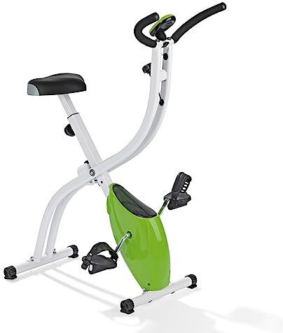 VITALmaxx Heimtrainer Fitness Bike | Fitnesstrainer Sportgerät - idealer Cardiotrainer mit Trainingscomputer | [8 Geschwindigkeitsstufen], Weiß ohne Expanderbänder
