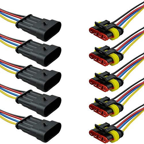Mintice™ 5 X 4 broche voiture de façon automatique étanche connecteur électrique kit de prise de courant avec du fil AWG de calibre marin