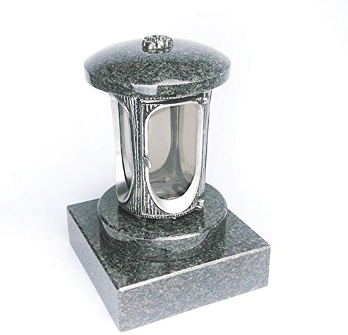 designgrab Alu Grablampe mit Granit Sockel 20x20x5 cm, aus Aluminium in Antikoptik und Granit Nero Impala