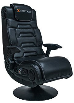 X-Rocker X-Pro Gaming Chair, 4.1 Surround Sound Console Gaming Seat with Bluetooth Wireless Speakers, Subwoofer and Vibration Faux Leather Folding Pedestal for Mobile & Console - BLACK