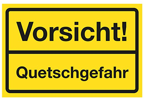 WANDKINGS Hinweisaufkleber für den Innen- und Außenbereich - Vorsicht! Quetschgefahr - 20x15 cm - Aufkleber ohne Schild