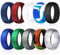 COOLOO Silicone Wedding Ring for Men, 10 Pack Affordable Silicone Rubber Wedding Bands Durable Comfortable Rings, Black White Blue Silver Gray