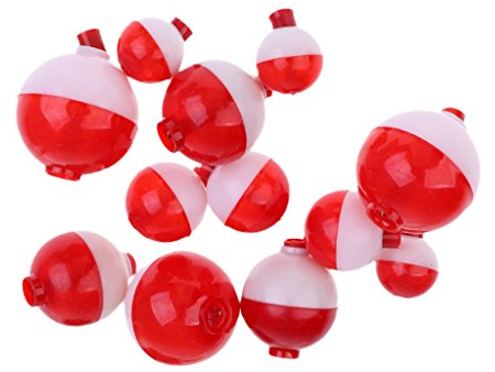 D DOLITY 12 Stück Ballposen Rund Wasserkugel Angeln Verschiedene Größe Forellenpose Bobber Weiß und Rot