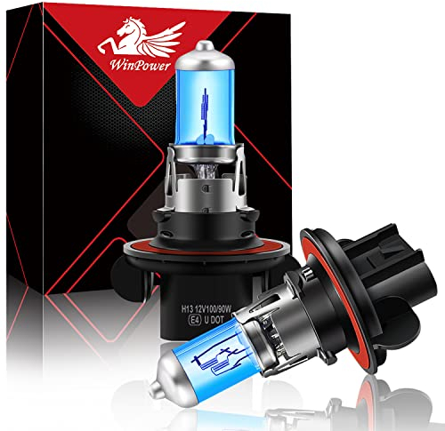 WinPower H13 / 9008 / P26.4t Halogen Scheinwerferlampen 100W/ 90W 5000K Warmweiß Fernlicht/Abblendlicht Lampe 12V Auto Birne, 2 Stücke