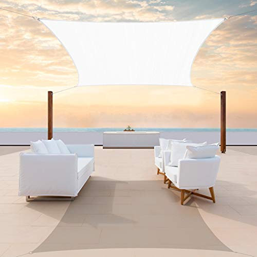 ColourTree 16' x 16' White Square Sun Shade Sail Canopy Awning Shelter Fabric Cloth Screen - UV Block UV Resistant Heavy Duty Commercial Grade - Outdoor Patio Carport - (We Make Custom Size)