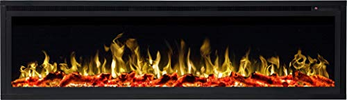 AFLAMO Royal- Chimenea eléctrica de empotrar/de Pared, con función de calefacción, Efecto de Llama Realista, tecnología LED.(106 x 43 x 15)