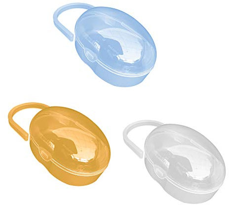 BaiJ Scatolina Succhietto,3 Pezzi Sterilizzaciuccio Portatile Scatola Ciuccio Multicolore Ciuccio Da Polvere Healifty Portaciuccio(Giallo+Trasparente+Blu)